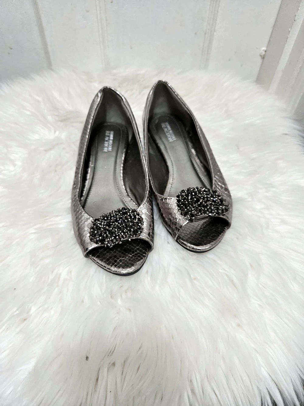 Kenneth Cole Reaction Side On Gray Animal Print Flats